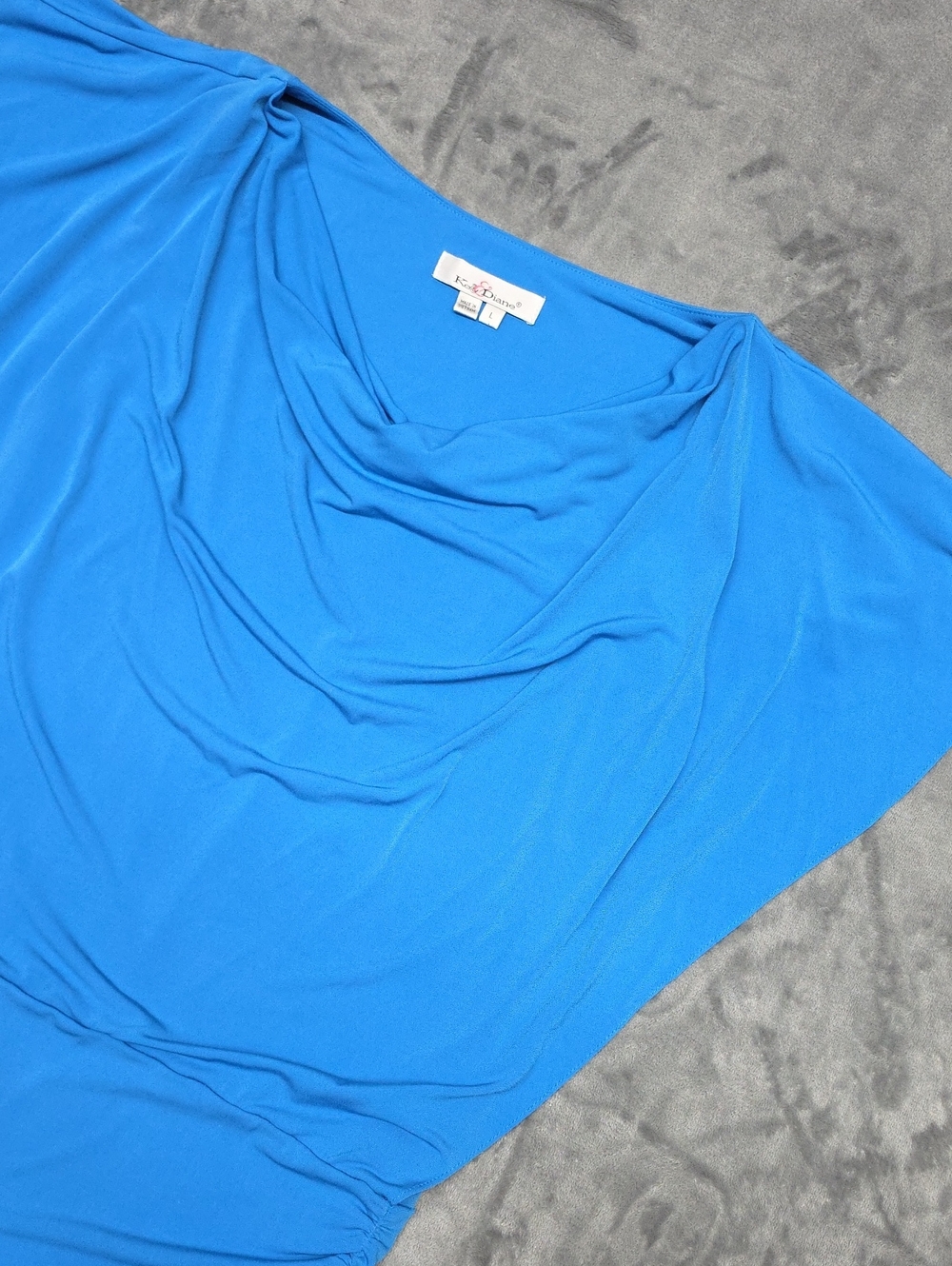 Kensie Bright Blue Cowl Neck Women's Top Sz LG